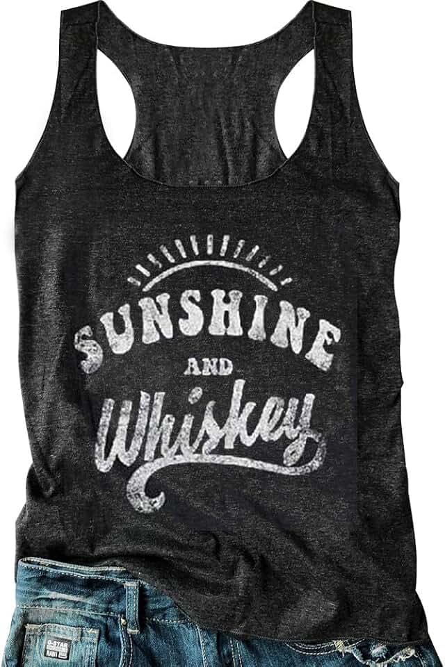 Country Concert Tank Tops Women Vintage Sunshine Racerback Tank Tops Summer Casual Classic-Fit Sleeveless T Shirt Cami