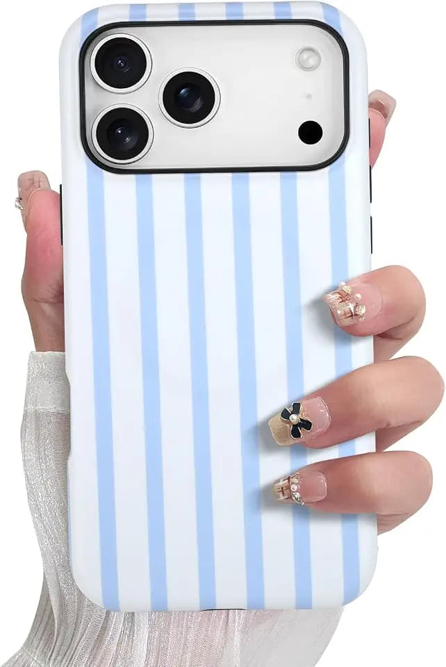 SOKAD Magnetic Vertical Stripes Case for iPhone 17 Pro Max, Light Blue