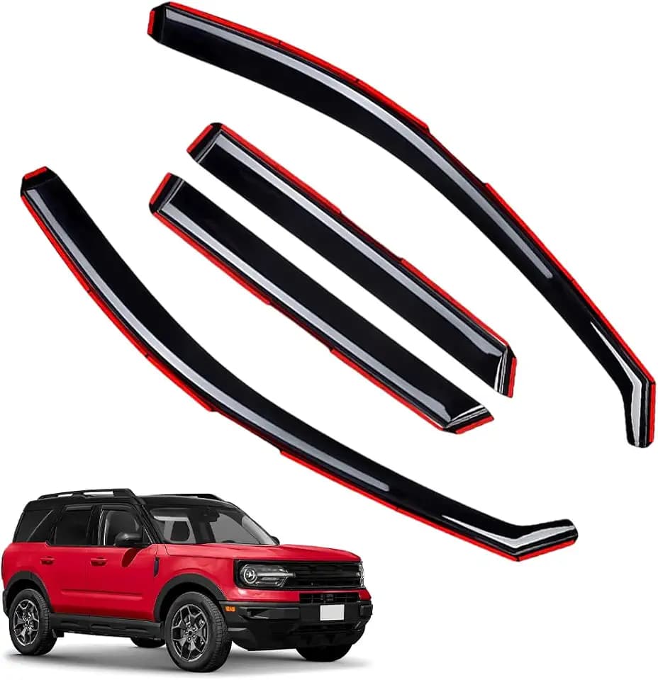 in-Channel Window Visors Rain Guards FIT Ford Bronco Sport 2021-2025 (2021-2025) – 4-Piece in-Channel Dark-Smoke Polycarbonate Vent Deflectors