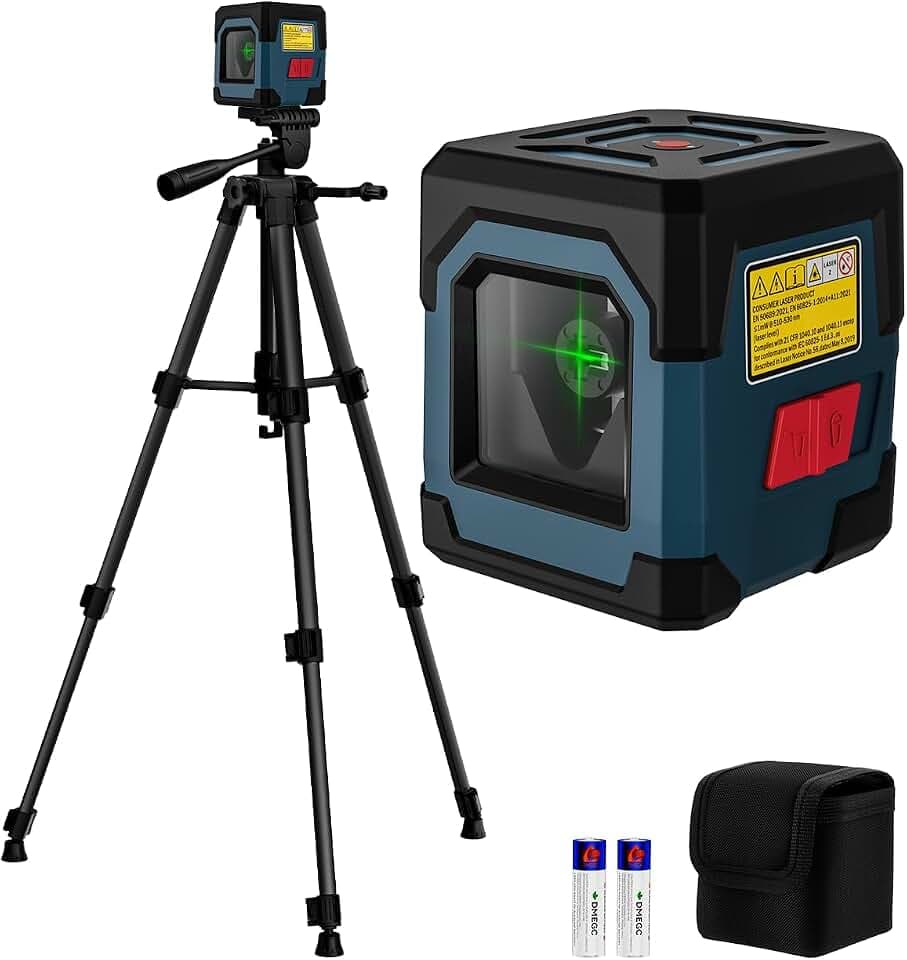 Laser Wasserwaage, RockSeed Kreuzlinienlaser mit 102cm Eisenstativ, Selbstnivellierung, Vertikale und Horizontale Linie, 360 Grad Drehbar, Tragetasche, Batterie Enthalten