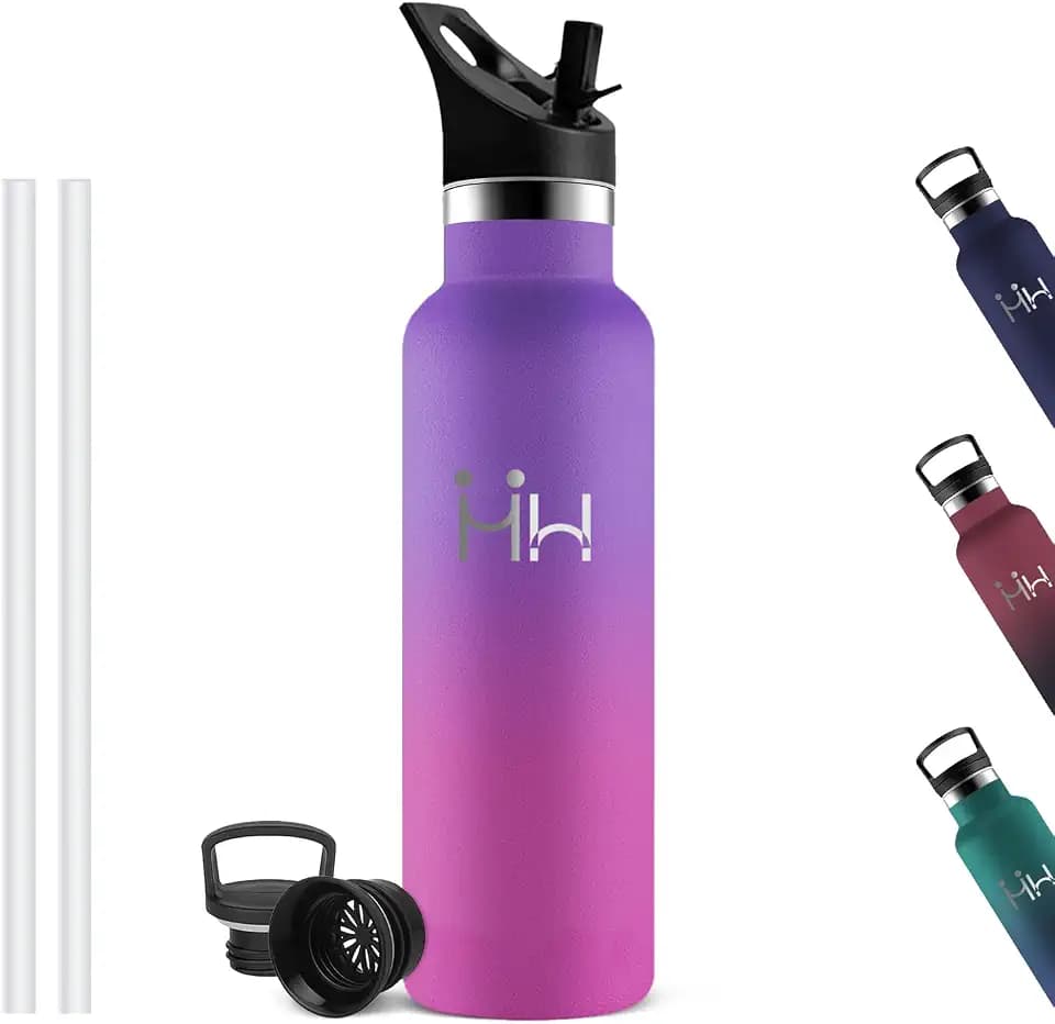 Grsta Thermosflasche 1l Auslaufsicher, BPA-frei, mit Strohhalm, für Joggen