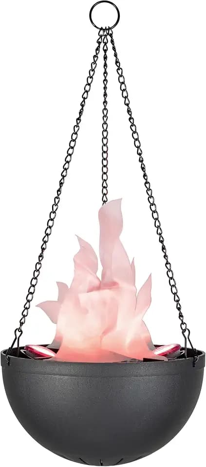 Aspen Creative 61168-25-1,LED Hanging Fire Flame Light Prop for Halloween,Christmas and Party Decor,Black Finish,Purple Flickering Light Effect