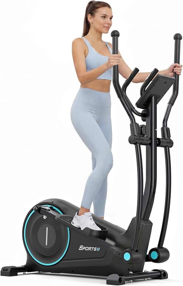 Elliptical Machine, Dripex Magnetic Elliptical Exercise Machine for Home, Quiet & Smooth Elliptical Training Machines with 16 Levels, 15.3” Stride, 17.6LB Flywheel, Indoor Cardio Equipment