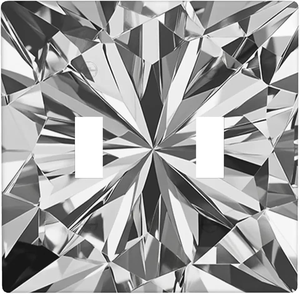 Moslion Diamond Shine Double Toggle Wall Switch Covers 3D Shining Crystal Sparkle 2-Gang Wall Plate Outlet Plug Covers Light For Kitchen Home Bathroom