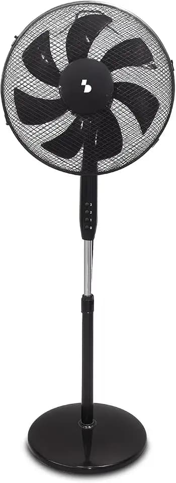 BEPER P206VEN120 Standventilator mit 7 Flügeln, 40 cm, Oszillationsfunktion, 3 Geschwindigkeitsstufen, höhenverstellbar bis 130 cm, stabiler runder Fuß, Schwarz