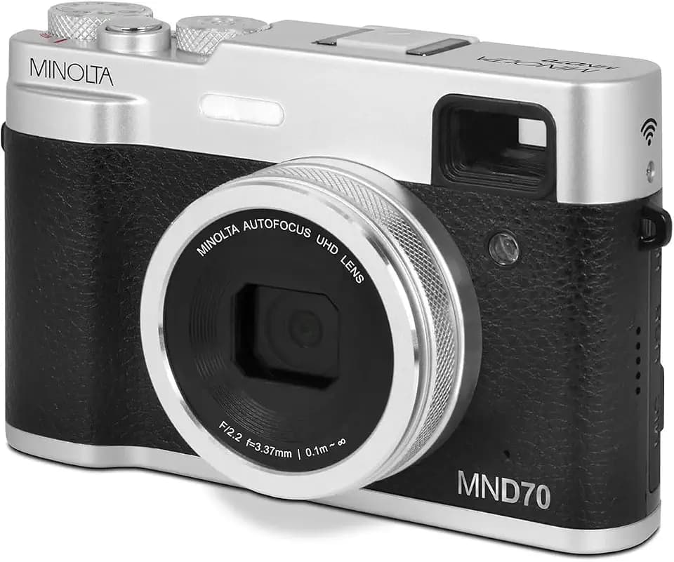 Minolta MND70 Retro Wi-Fi UHD Dual Lens Digital Camera - Silver/Black