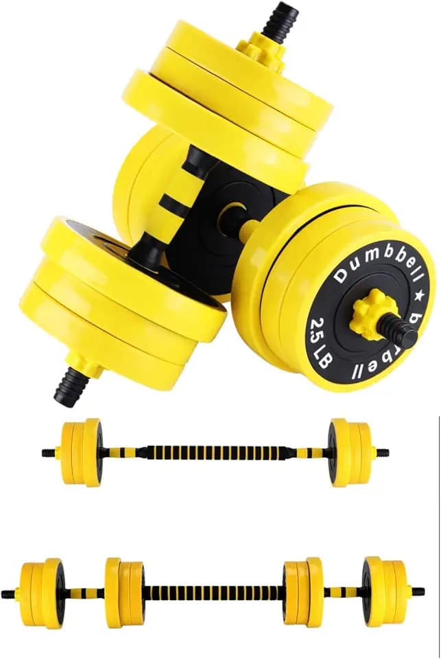 Adjustable Weights Set for Home Gym, 33/44 Lb 2-In-1 Adjustable Dumbbell Set with Foam Handles, Yellow