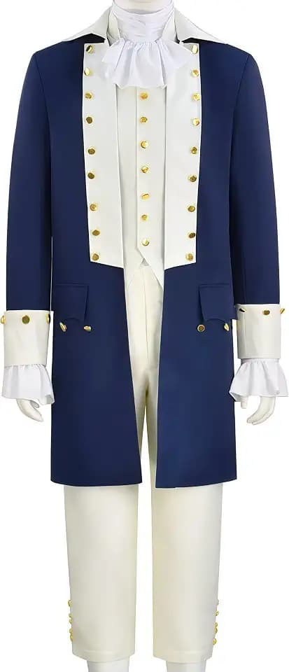 Adult Hamilton Costume Men Women Medieval Victorian Colonial Frock Coat Vintage Blue/Green Tailcoat Uniform