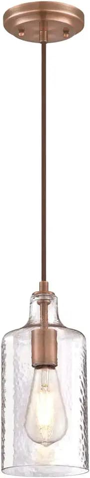 Westinghouse Lighting 6371500, Washed Copper Finish with Clear Textured Glass Carmen One-Light Indoor Mini Pendant, one Size