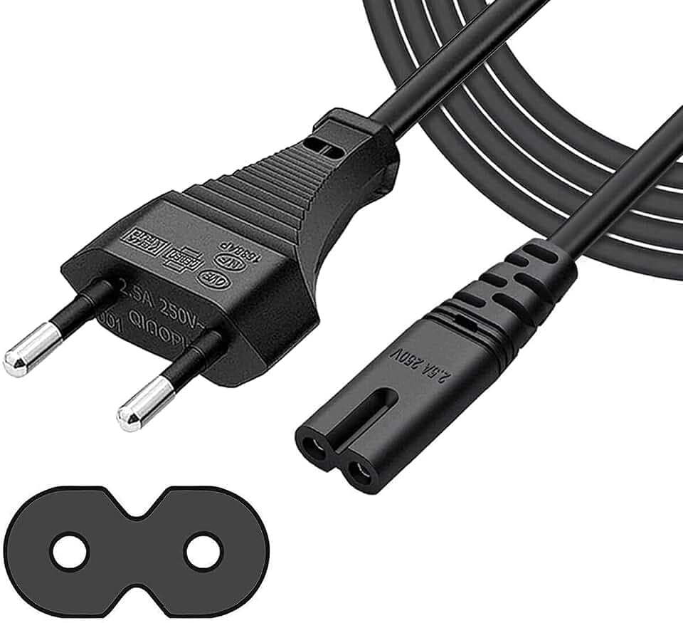 Stromkabel, 3 m, Schwarz, EU, Stromkabel C7, 2 Pins, 8, zweipoliger Stecker, für PC Monitor, DVD, Drucker, Samsung Philips LG Sony TV, PS5, PS4, PS3, Microsoft Surface Go/Laptop/Book, HP Envy