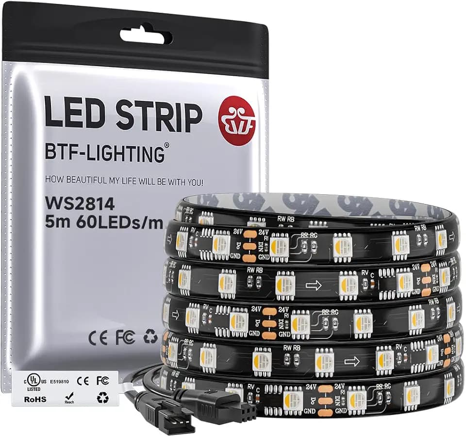 BTF-LIGHTING WS2814 IC RGBW RGB+Cool White UL Listed,DC24V 16.4FT 60LED/m