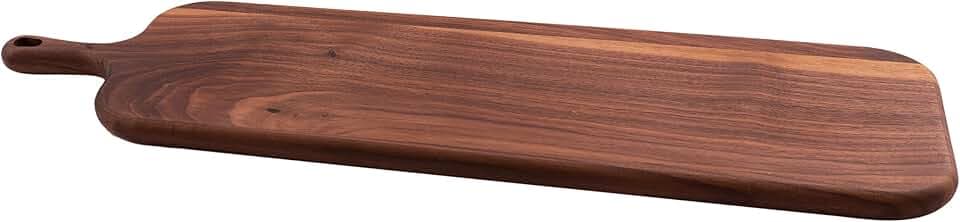 Point-Virgule Servierbrett aus Walnussholz mit Griff, perfekt zum Servieren von Vorspeisen und Käse, xxl lang, 60x16,5cm