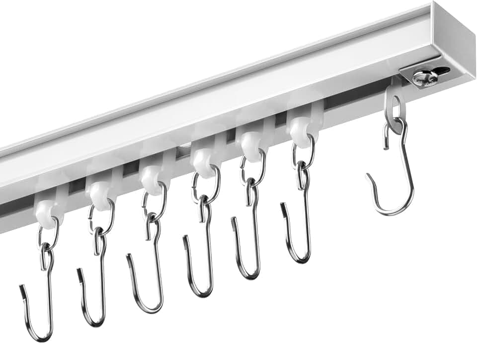 Decken-Gardinenschienen Set 92–276 cm, Weiß