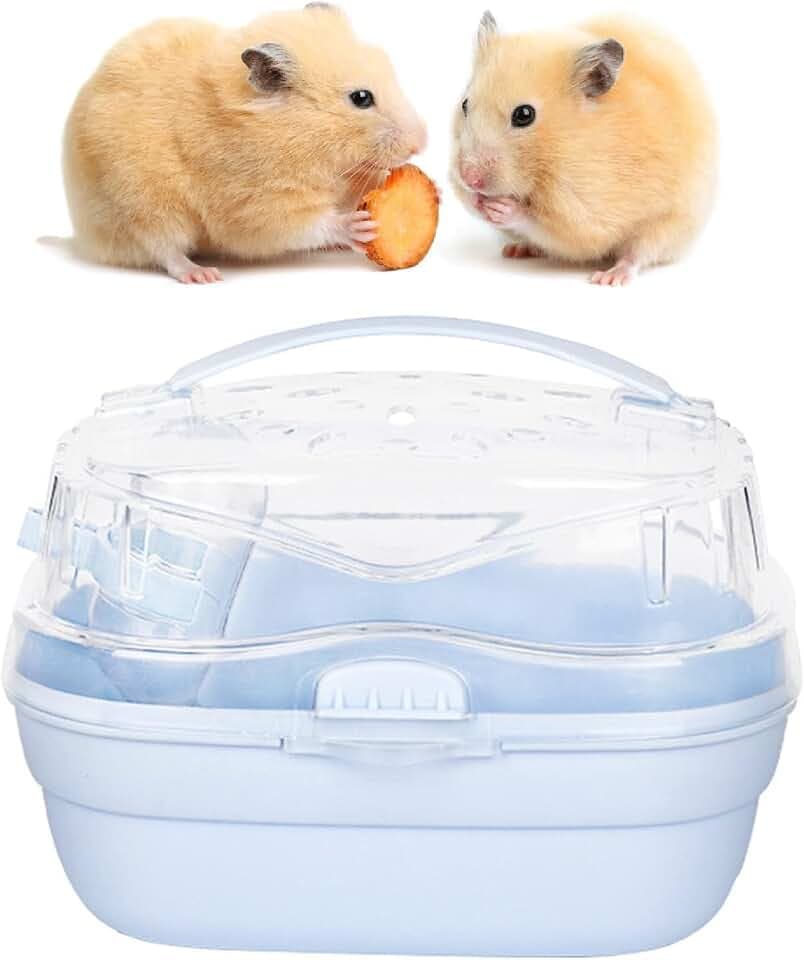 Hamster Transportbox Hamster Tragekäfig Tragbare Tragetasche Kleintier Tragetasche für Reisen Im Freien (Cremeblau)