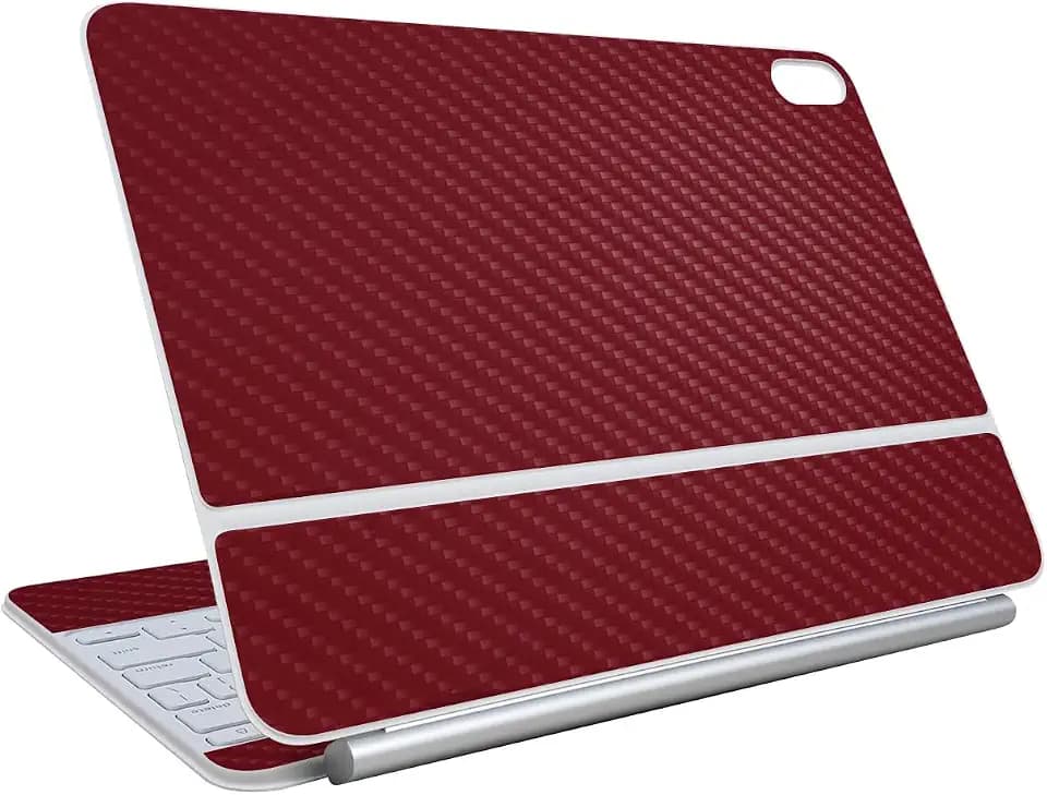 Carbon Fiber Skin Compatible with Apple Magic Keyboard for iPad Air 11-inch (M3) 2025 - Solid Burgundy - Premium 3M Vinyl Protective Wrap Decal Cover - Easy to Apply | Made in The USA by MightySkins