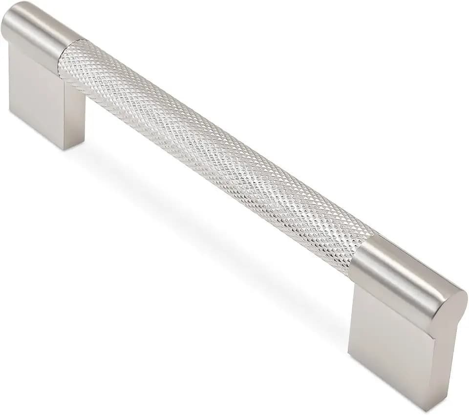 COTYKILEY 10 Pack 5 Inch(128mm) Brushed Satin Nickel Cabinet Handles Sliver Knurled Kitchen Cabinet Pulls Cabinet Door Handles Kitchen Cabinet Hardware Cupboard Drawer Pulls Dresser Handles