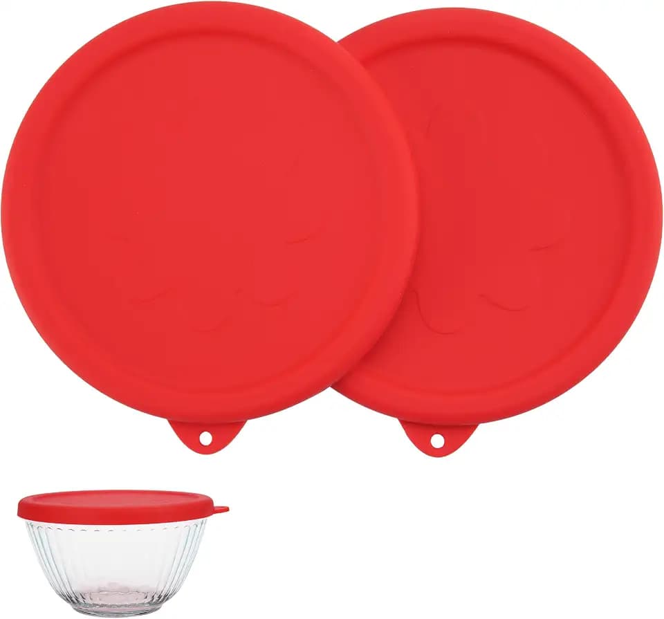 Silicone Replacement Lids for Pyrex 7401-s 3-Cup Sculpted Glass & Tinted Glass Bowls Mixing Bowls, 2-Pack (Only Lid)