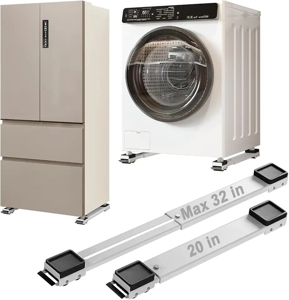 Appliance Rollers Heavy Duty,Max 32in,Second Generation Extendable Appliance Rollers Mobile Washing Machine Base Easily Move Washing Machines, Dryers, Refrigerators, Furniture (White anti fall)