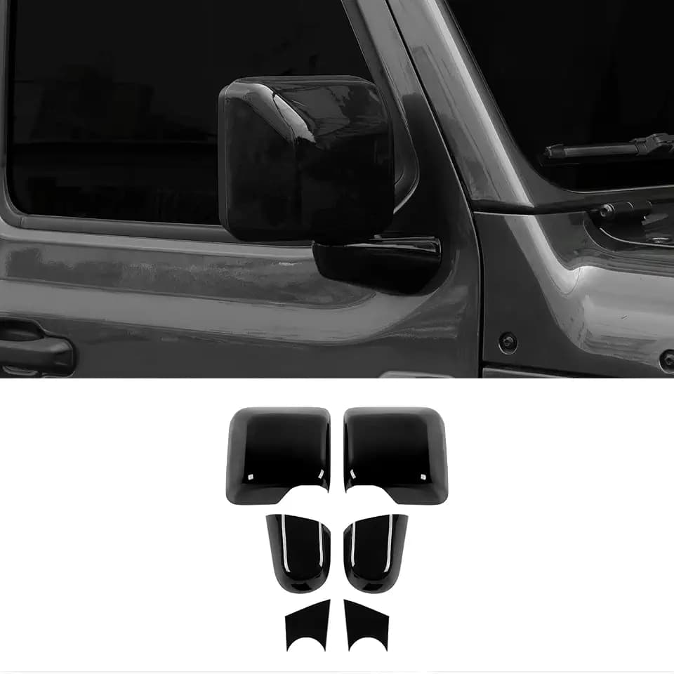 RAZPOY for JL Rearview Mirror Cover, 6PCS Rear View Side Mirror Trim Kit Compatible with 2018-2023 Jeep Wrangler JL & Gladiator JT, Black