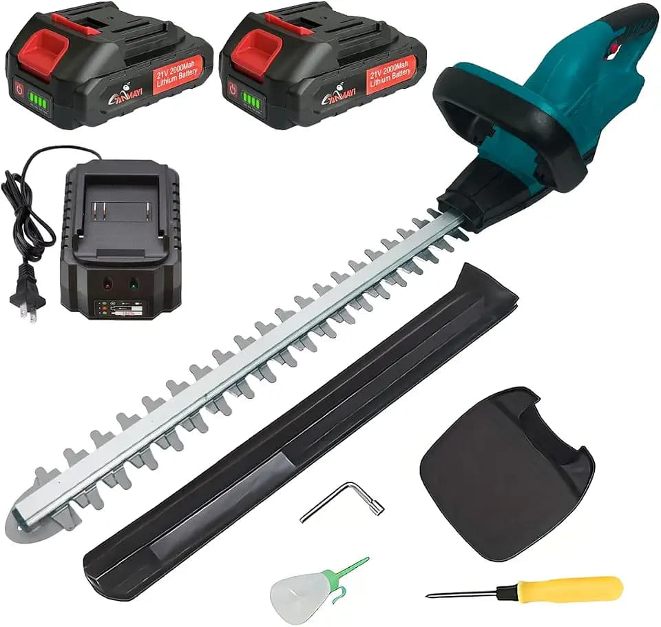 21V Cordless Hedge Trimmer, 22-Inch Blade, 2 x 2.0Ah Batteries