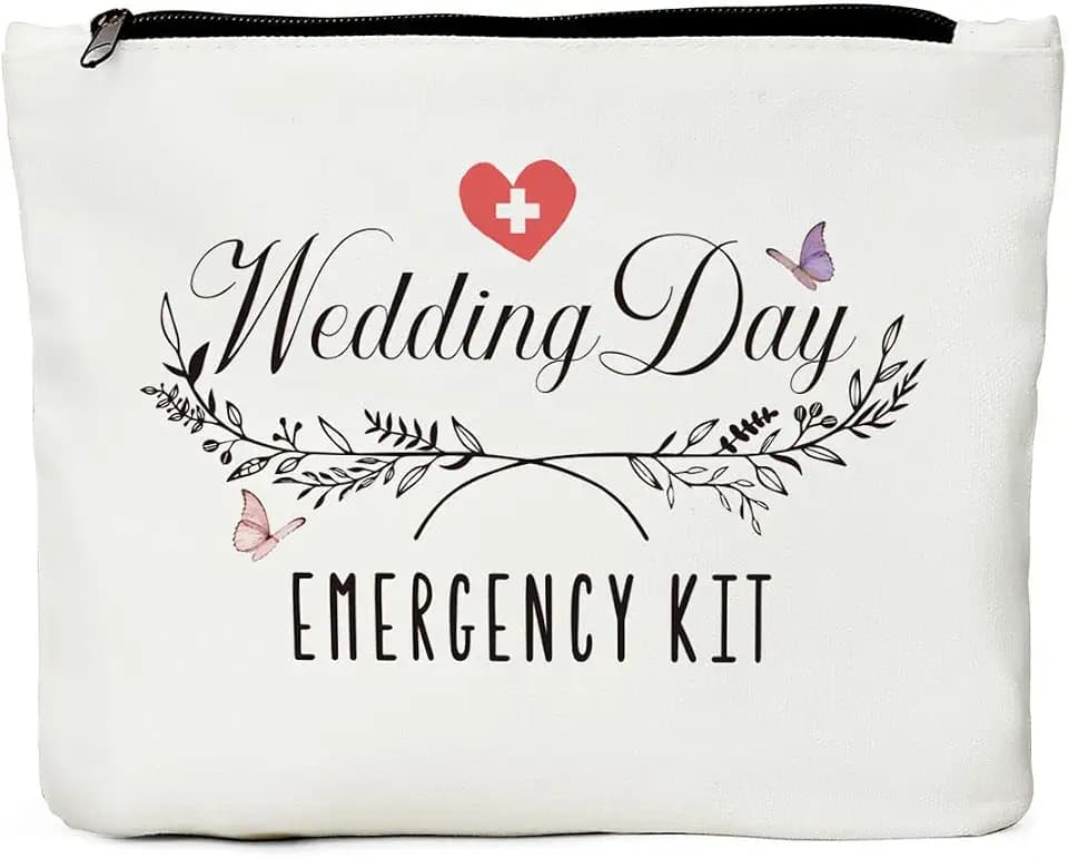 JIUWEIHU Bridal Emergency Kit, Wedding Case for Storage, Canvas Makeup Bag with Zipper, Unisex-Adult Gift for Various Occasions