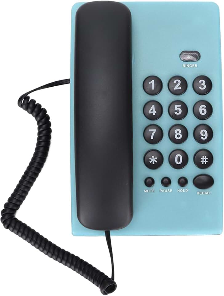 KX-T504 Schnurgebundenes Telefon mit Schnur für Home Office, Desktop Festnetz Telefon mit Dualem Magnethörer, Einstellbarer Klingelton(Blau)