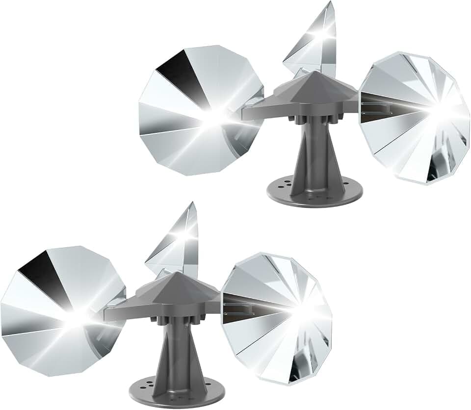 OFFO 2 Pack Bird Reflector, Reflective Pinwheel Wind Spinner, 5.1 Inch
