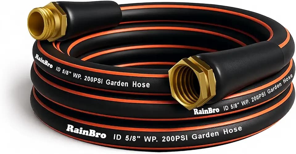 10FT x 5/8'' Flexible Garden Hose, No-Kink Rubber Water Hose, W.P. 200 PSI
