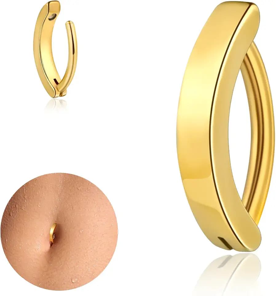 G23 Titanium Belly Button Ring for Women Men 14G Clicker Navel Piercing