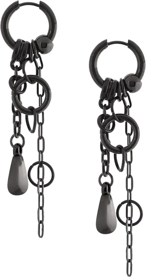 Sacina Gothic Punk Hoop Chain Earrings, Goth Emo Punk Grunge Earrings, Christmas Jewelry Gift For Women