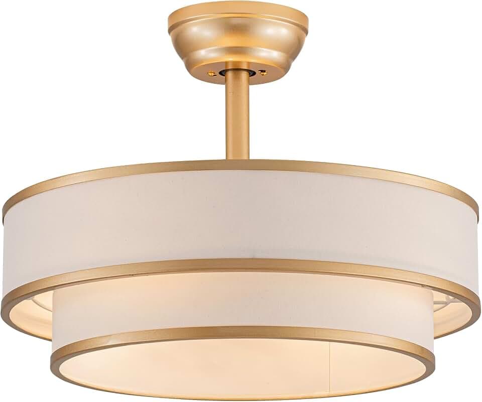 20inch Boho Fandelier Ceiling Fan With Light,Fabric Caged Ceiling Fan