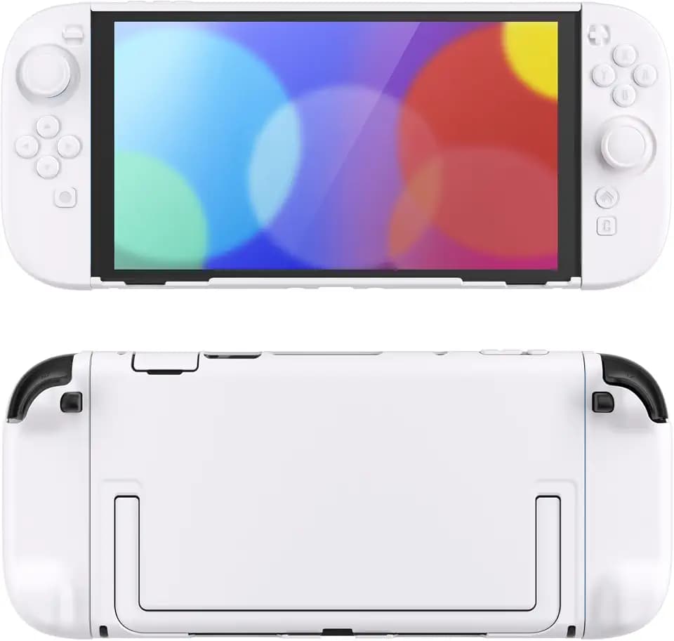 PlayVital Protective Case for Nintendo Switch 2 - Cute Dockable Hard Case Shell for Switch 2 with Thumb Grip & Sticker & Button Caps, Anti-Scratch & Shockproof Cover Skin - White