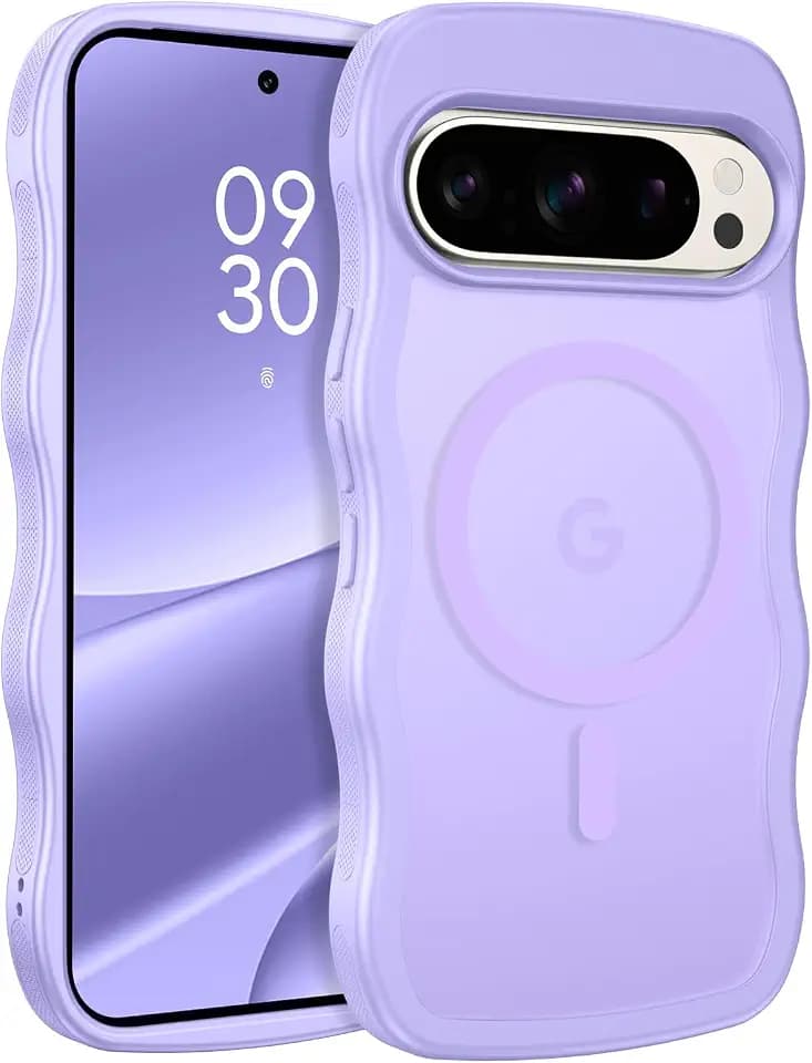 BENTOBEN Magnetic for Google Pixel 10 Pro Case Cute, Curly Wavy Pixel 10Pro Case [Compatible with MagSafe] Anti-Slip Bumper Matte Slim Women Men Boys Phone Cover for Google 10Pro 6.3", Light Purple