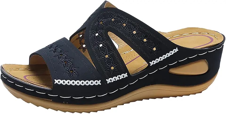 Damen-Sandalen, Sommer, rutschfest, atmungsaktiv, Bohemian, offener Zehenbereich, orthopädisch, bequem, Plattform, Schuhe, Damen, Sommer, bequem, mit Blockabsatz
