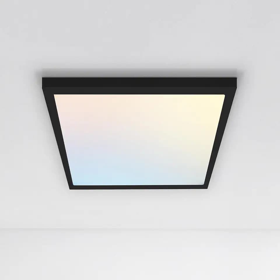 ASD LED 12" Square Flush Mount Ceiling Light Fixture, Low Profile Surface Lighting | 5CCT, Dimmable, Ultra-Thin, ETL Listed | 24W 1700LM 2700-6000K 120V | Kitchen, Bedroom, Hallway Lamp | Black