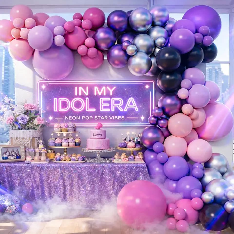 Music Hunters Balloon Arch Kit Pink Purple Black