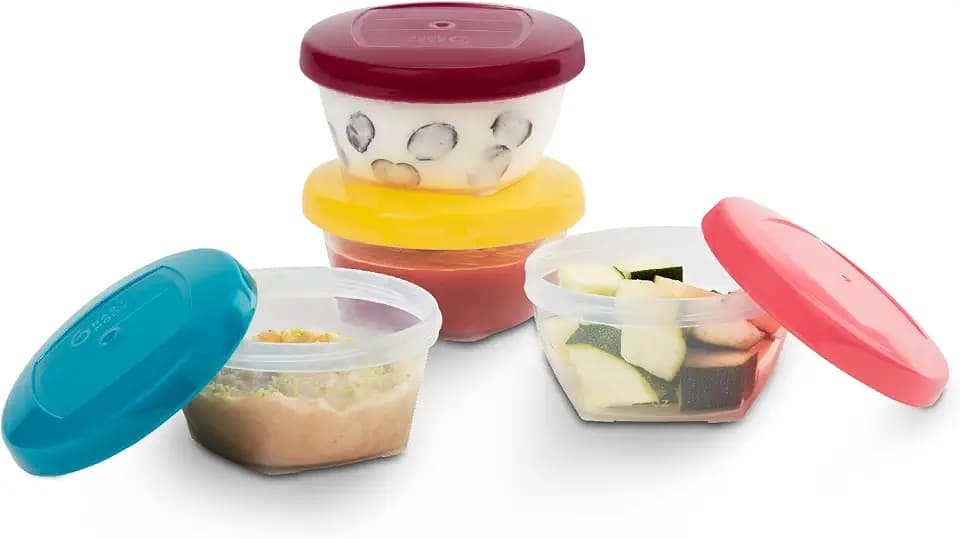 Babymoov Leak Proof Storage Bowls, Yellow/Pink/Purple/Blue, 4 oz (x4)