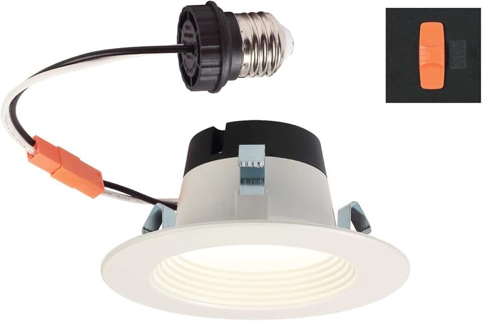 Westinghouse 5141000 11.4 Watt (65 Watt Equivalent) 6-Inch Recessed LED Downlight with Color Temperature Selection, Dimmable, ENERGY STAR, Medium Base, White Trim