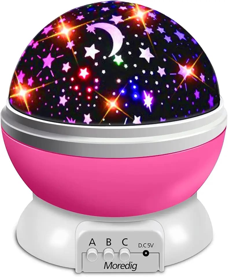 Moredig Nachtlicht Sternenhimmel Projektor Kinder, Nachtlicht Kiner mit 8 Farbige Modes 360° Rotation Sternenlicht Projektor Baby, Perfekte für Geschenke Mädchen, Geschenke zum Kindertag