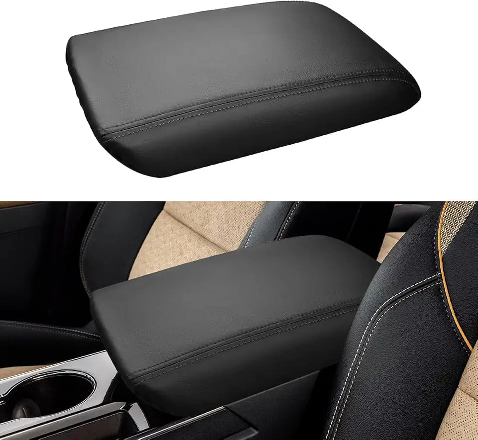 INTGET Center Console Armrest Cover for 2025 2026 Chevy Equinox Accessories Black Leather Middle Armrest Lid Protector Arm Rest Box Cover for 2025 2026 Equinox Accessories LT/Activ/RS