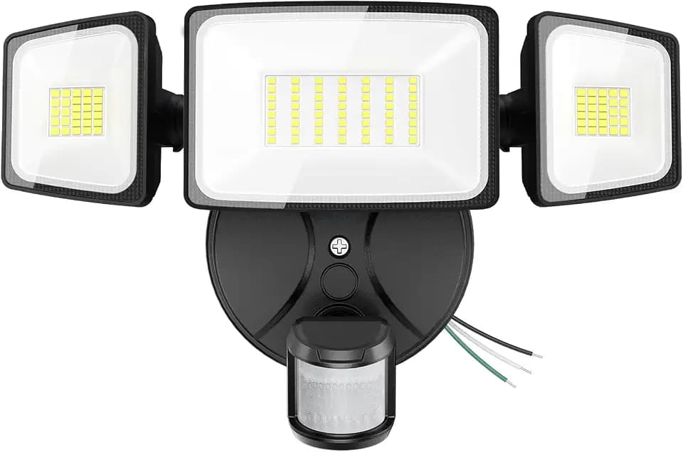 Onforu 75W LED Flood Light Motion Sensor Outdoor, 7000lm Dusk to Dawn Flood Light, Security Light with Three Head, IP65 Waterproof Exterior Floodlight, 6500k Wall Light for Entryway Stairs Yard Garage
