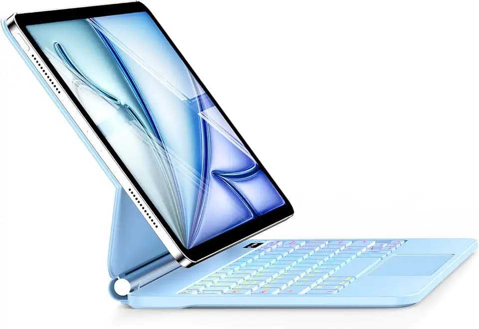 Keyboard Case for iPad Air 13 inch (M4/2026/M3 2025/M2 2024),iPad Pro 12.9 inch (3/4/5/6th Gen)，Magic-Style Magnetic - Floating Cantilever Stand，Backlit Keyboard with Multi-Touch Trackpad (Blue)