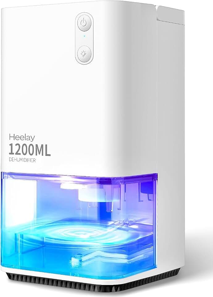 Luftentfeuchter 1200ML,Heelay® Luftentfeuchter Elektrisch Entfeuchter Energiesparend,Tragbar,Ultra Leise,Auto Abschaltung,7 Farbiges Licht,Raumentfeuchter Dehumidifier für Schlafzimmer,Bad,Home Weiß