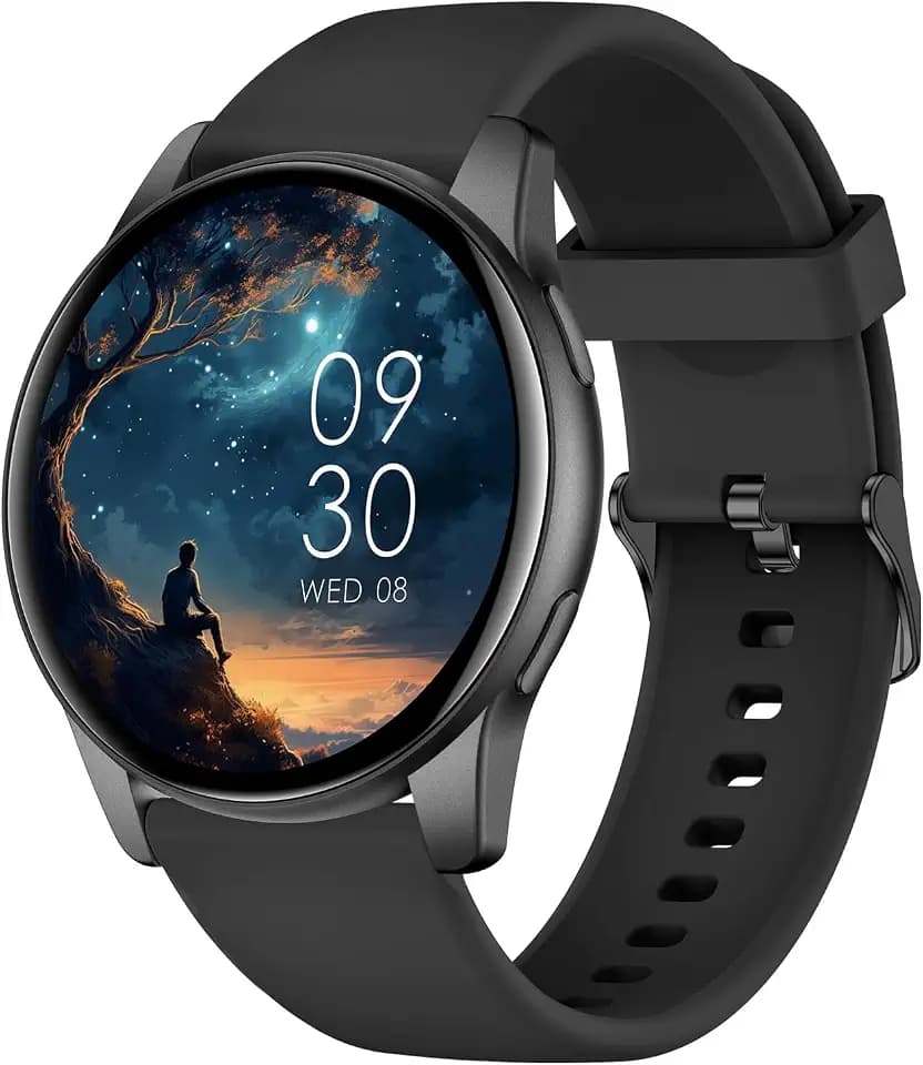 AcclaFit Smartwatch Damen Herren, 1.38 Zoll HD-Display Smart Watch mit Bluetooth Anrufe, Fitness Tracker mit Herzfrequenz SpO2 Schlafmonitor Schrittzähler, IP68 Wasserdicht Fitnessuhr für iOS Graphite
