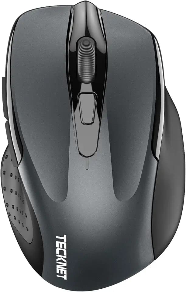 TECKNET Wireless Mouse, BT 5.0/2.4G, Silent 4800 DPI 6 Buttons, Grey