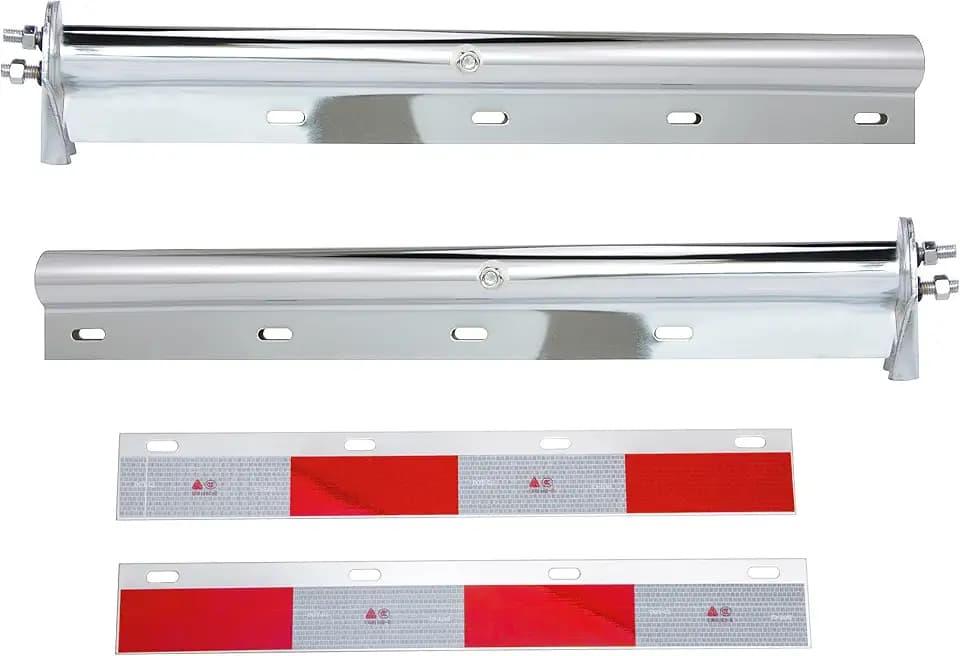 Stainless Steel Straight Spring Loaded Mud Flap Hanger,Round Tube Style,1-1/8" Bolt Spacing,30" Length.with 7 inch Enhanced Spring Inside.with 2pcs Reflective Plate