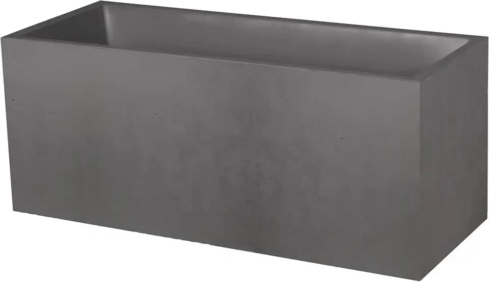 EDA - Blumenkasten Basalt, 98 l, Dekor, Beton-Imitation, doppelwandig, Wasserspeicherbereich, 99,5 x 39,5 x 43,5 cm, Anthrazitgrau