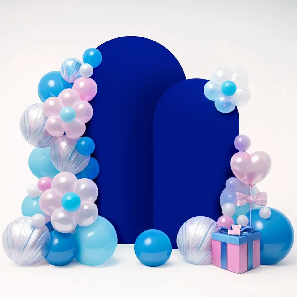 LEBENGURU Set of 2 Spandex Arch Backdrop Stand Covers Royal Blue, 6FT/7.2FT