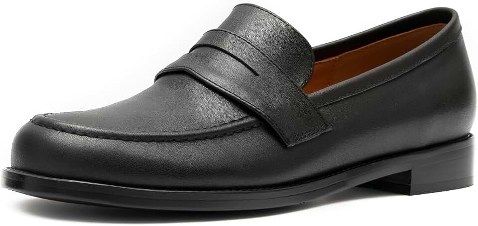 ONEENO Women's Classic Flat Leather Penny Loafer