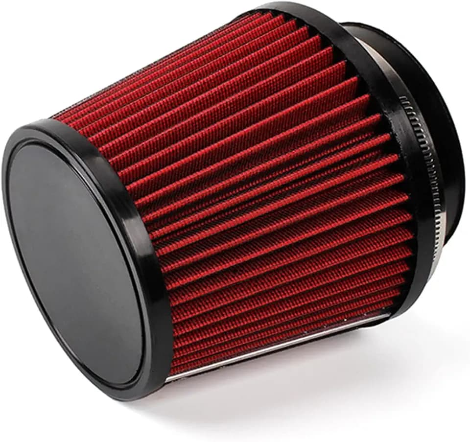 4" Inlet Car Performance Reusable Cold Air Intake Filter Universal 100mm Clamp-on Cone Replacement Dry Air Filter (Red)